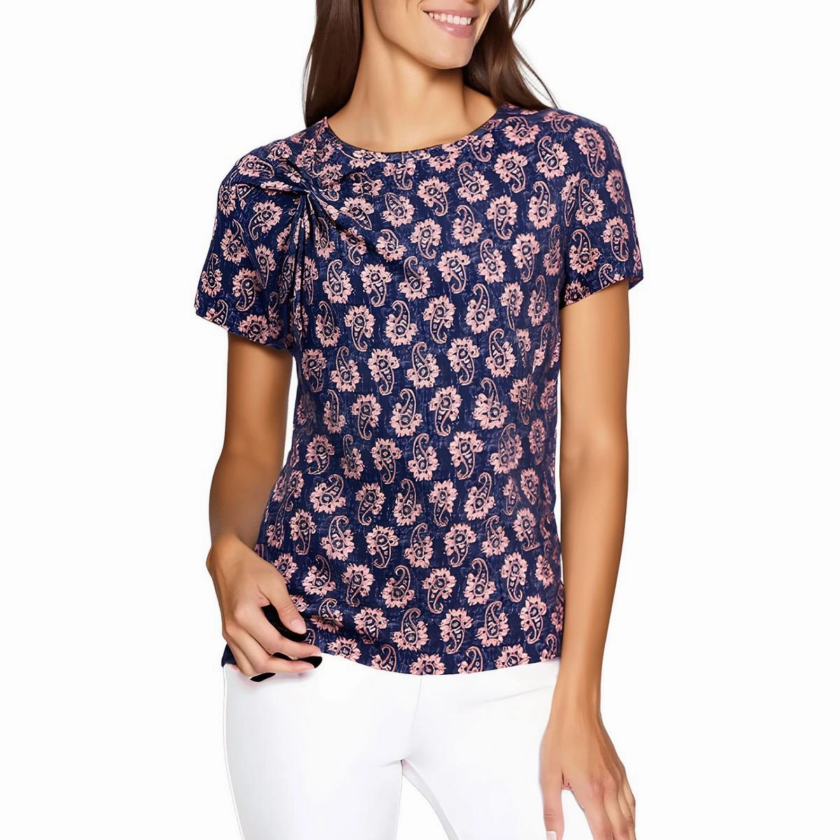 Womens Paisley Knit Pullover Top