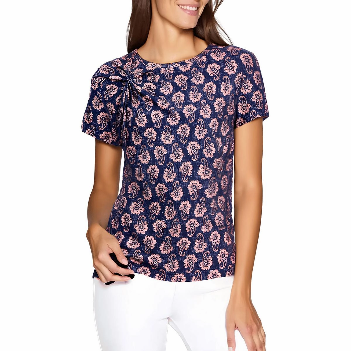 Womens Paisley Knit Pullover Top