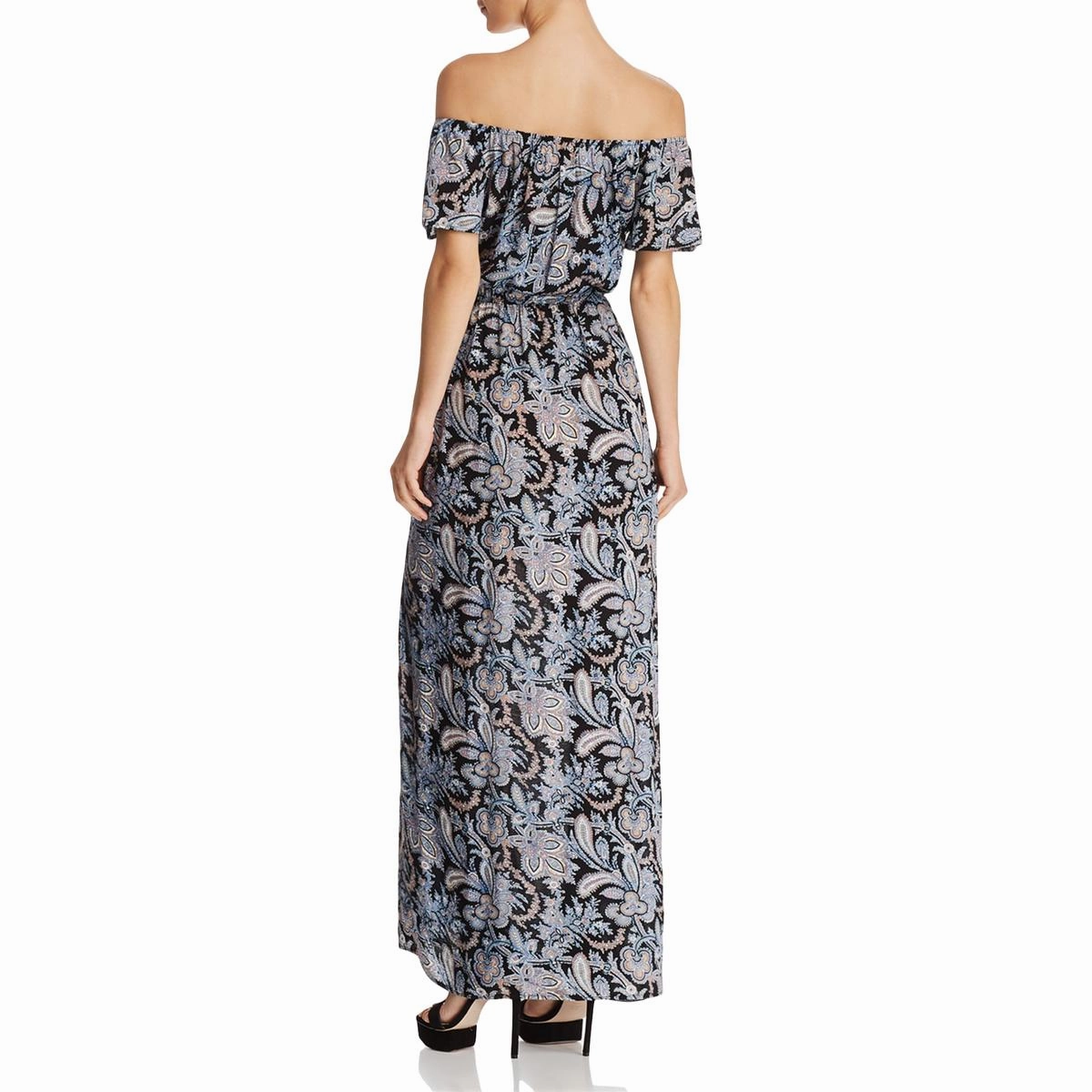 Womens Paisley Off-The-Shoulder Maxi Dress