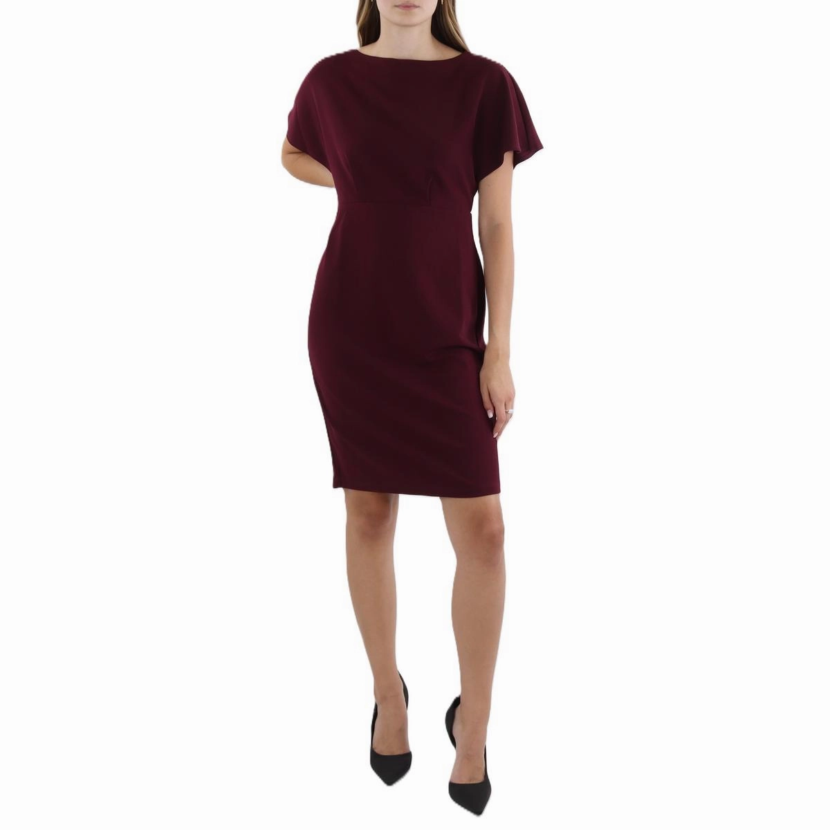 Womens Pintuck Above Knee Shift Dress