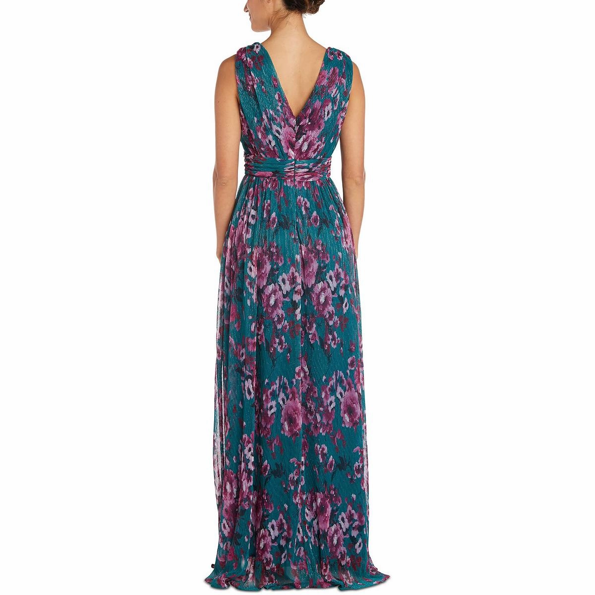 Womens Pleated Maxi Evening Dress