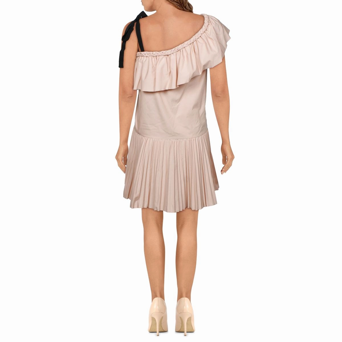 Womens Pleated One Shoulder Cocktail and Party Dress