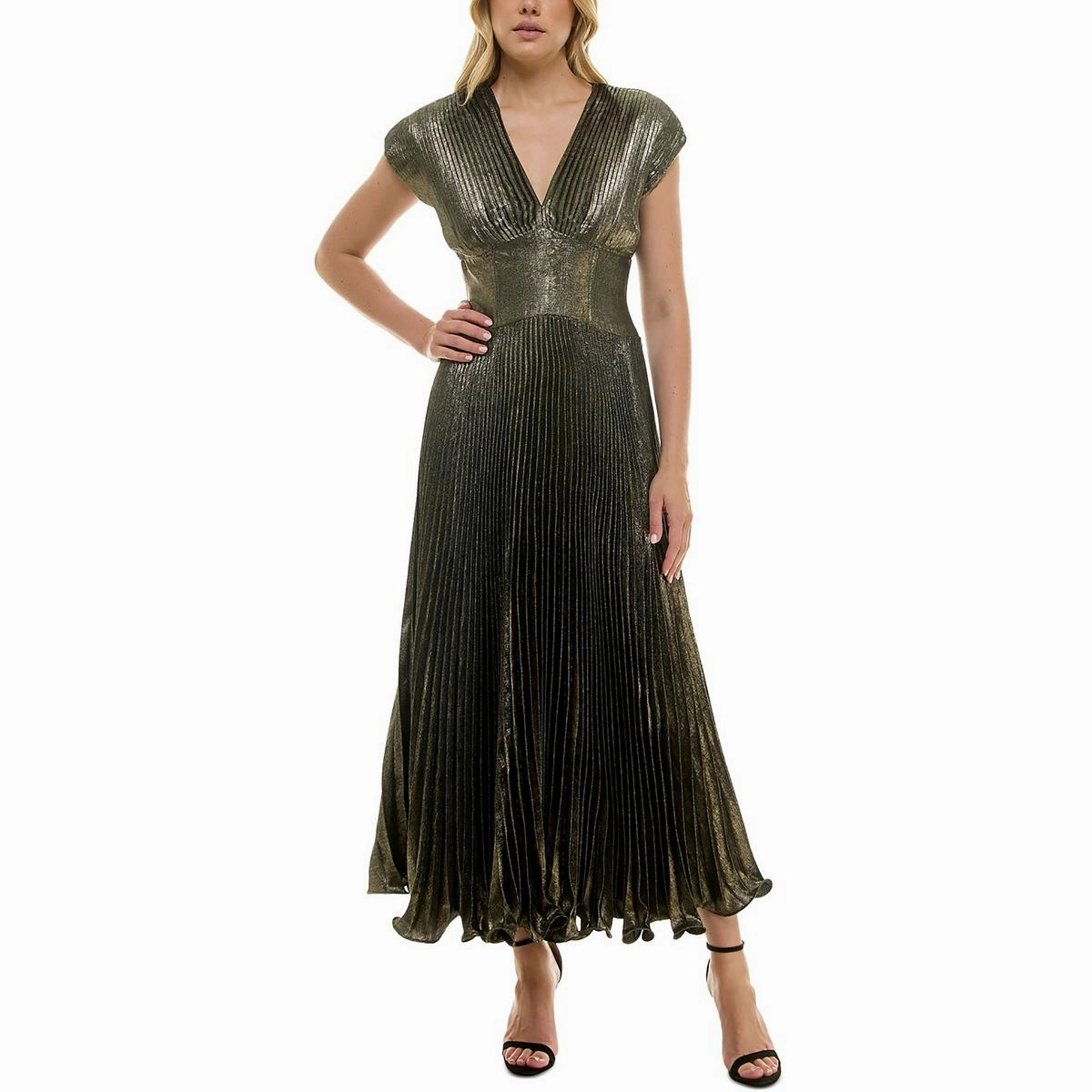 Womens Pleated Polyester Maxi Dress