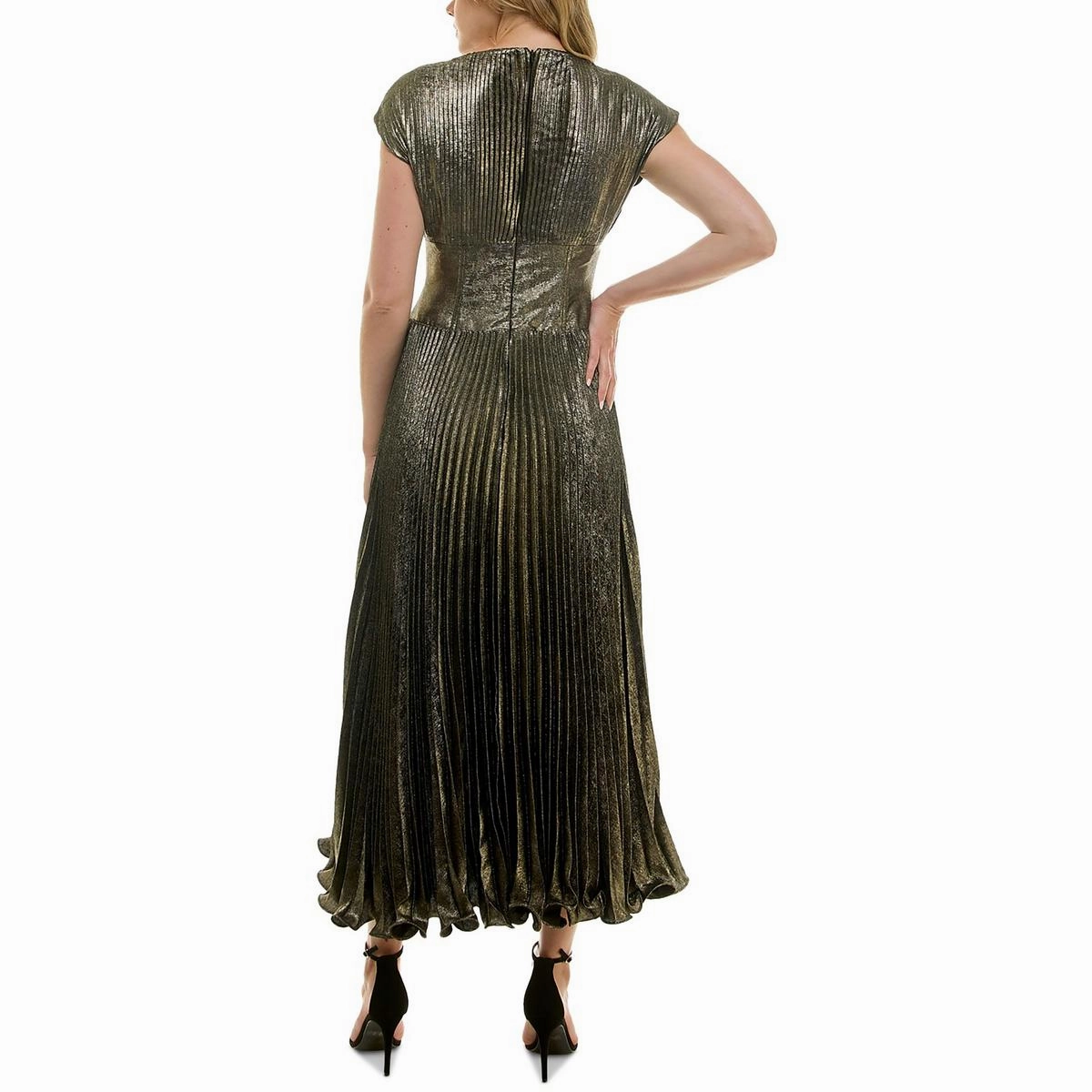 Womens Pleated Polyester Maxi Dress