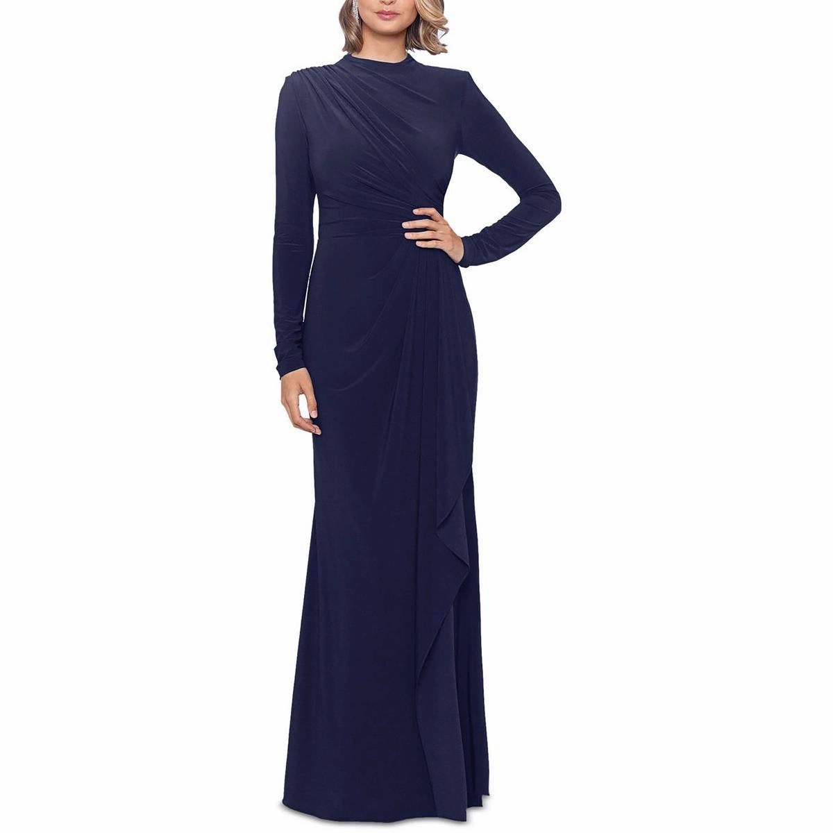 Womens Ruched Formal Evening Dress