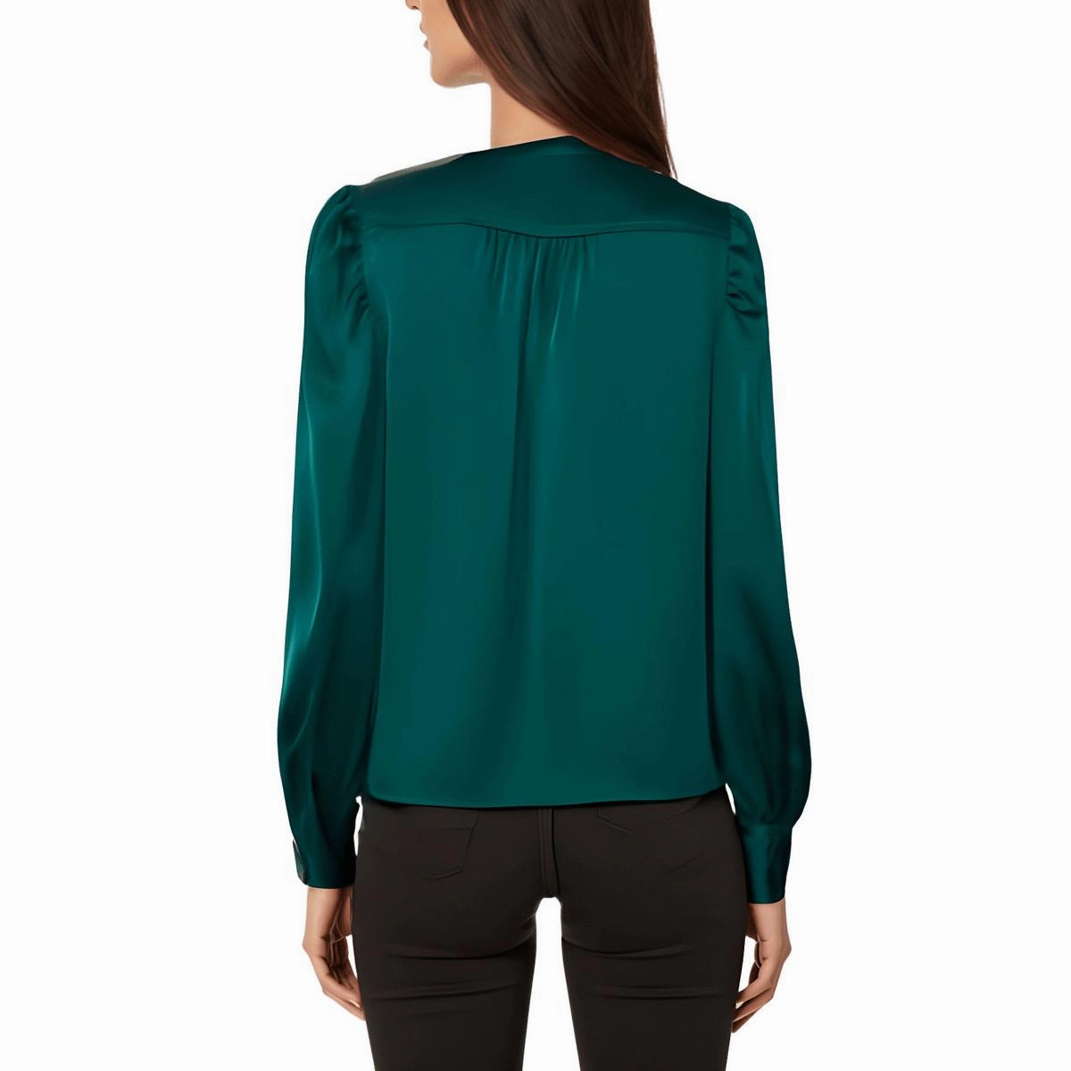 Womens Ruched Polyester Button-Down Top