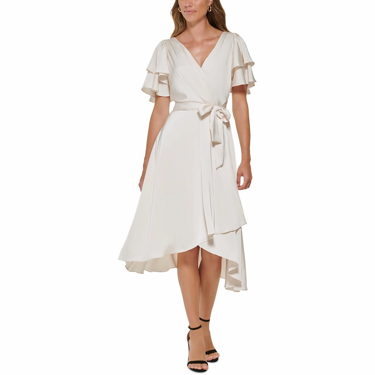 Womens Satin Midi Cocktail And Party Dress