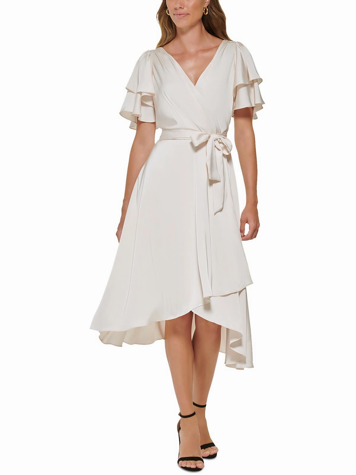 Womens Satin Midi Cocktail And Party Dress