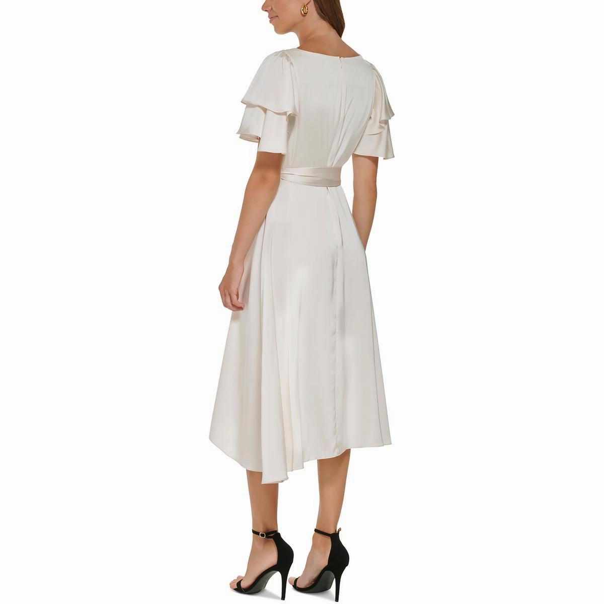 Womens Satin Midi Cocktail And Party Dress