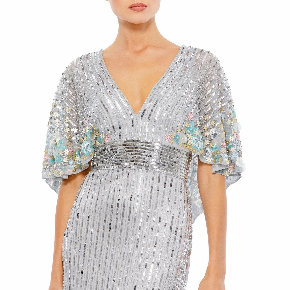 Womens Sequined Maxi Evening Dress