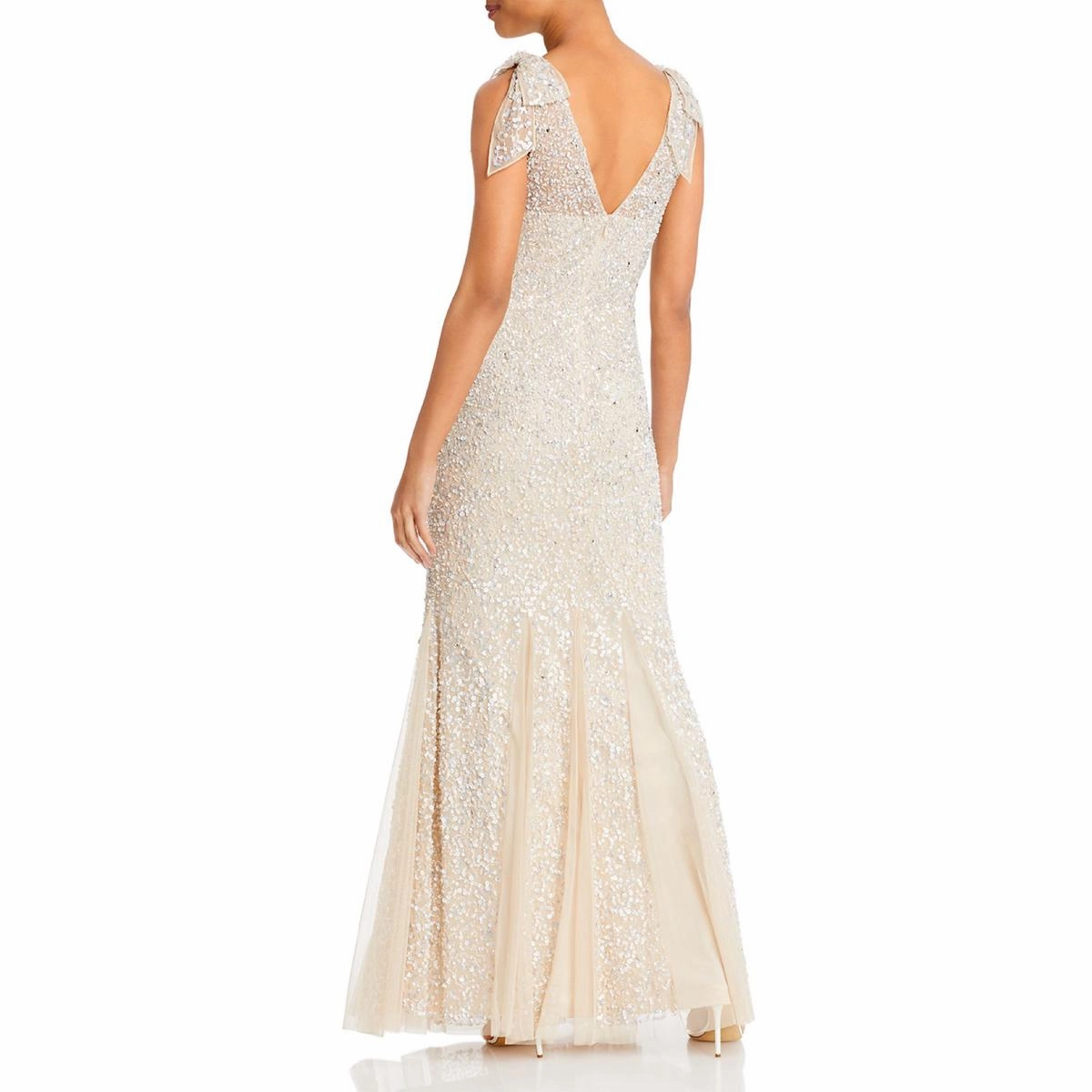 Womens Sequined Maxi Evening Dress