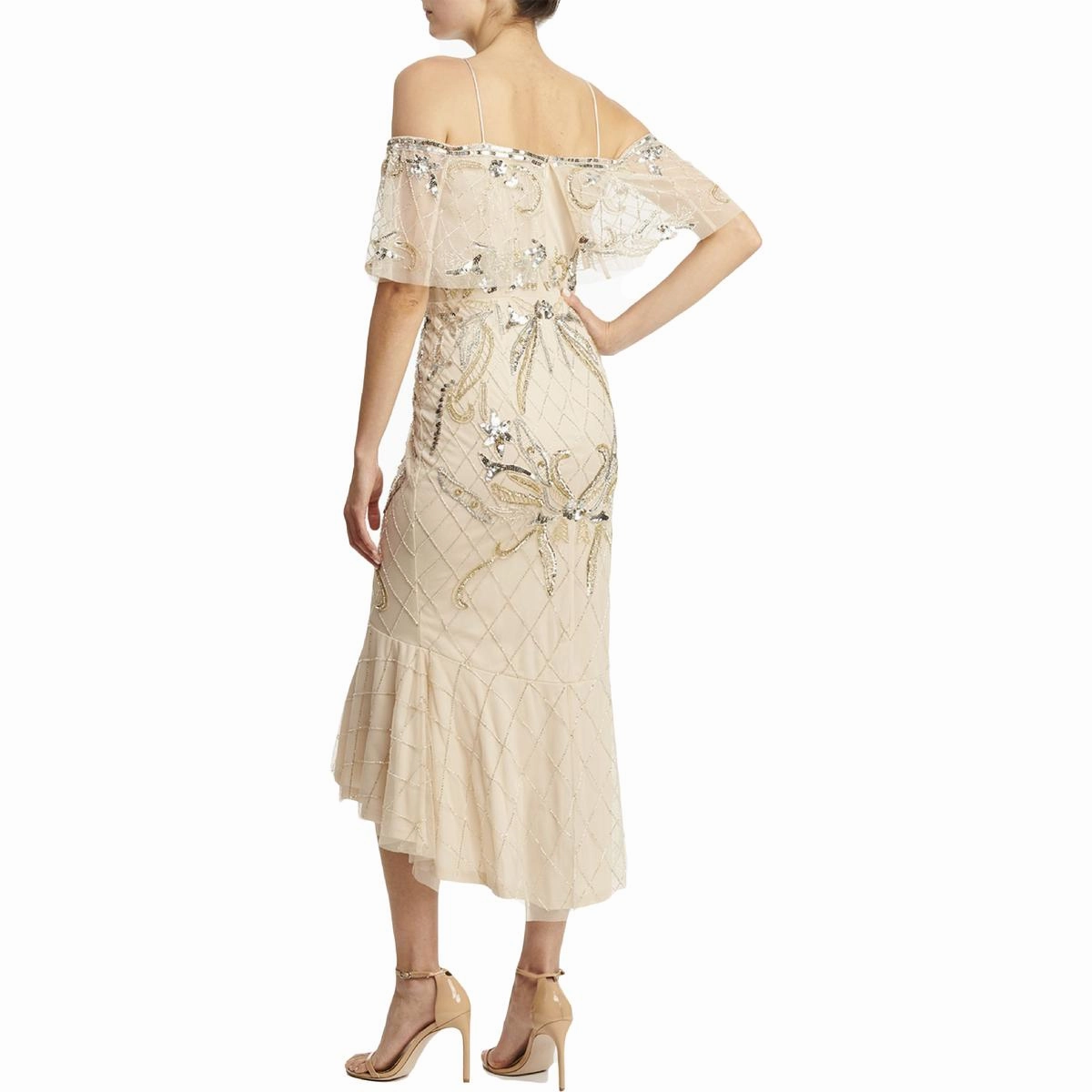 Womens Sequined Midi Cocktail Dress
