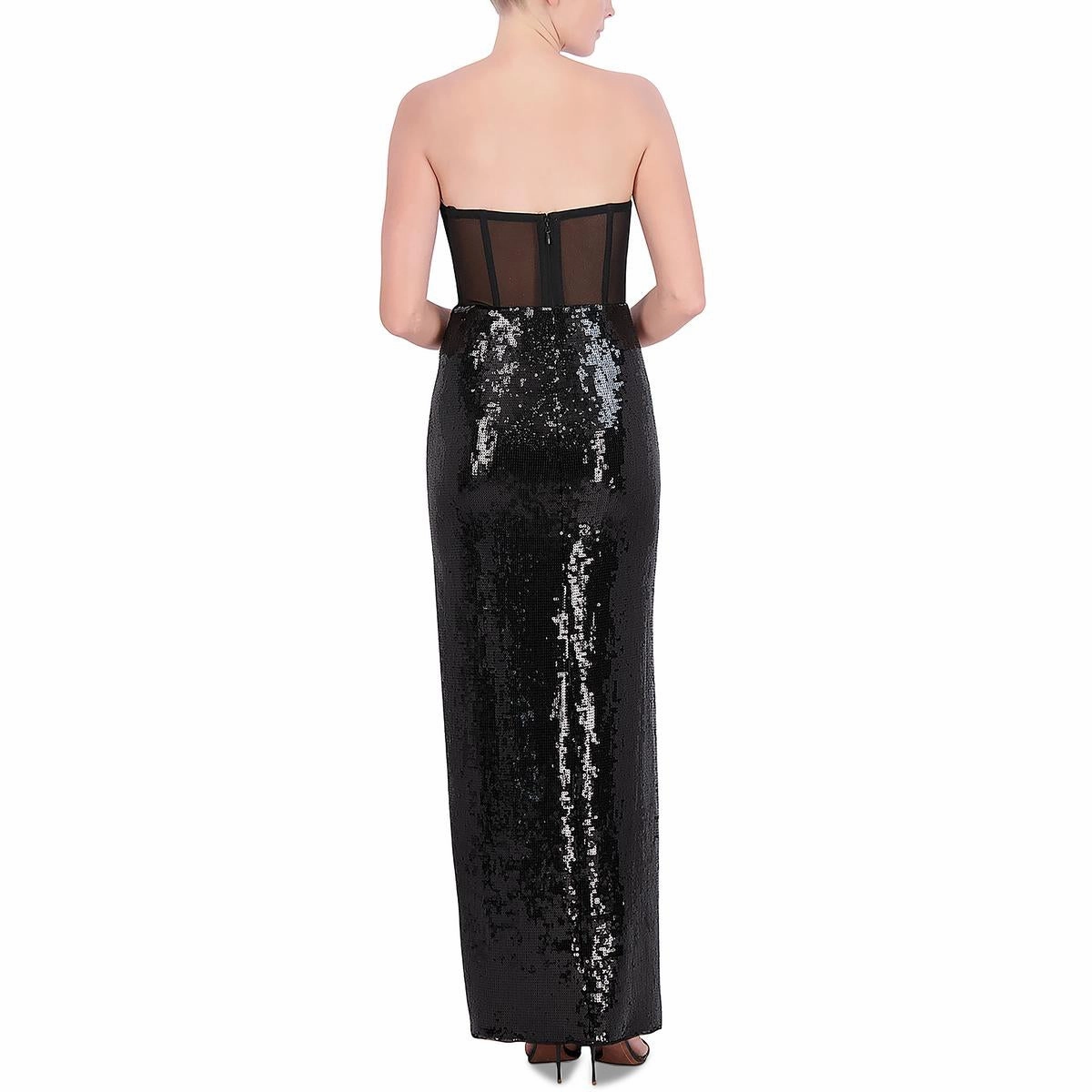 Womens Sequined Strapless Evening Dress