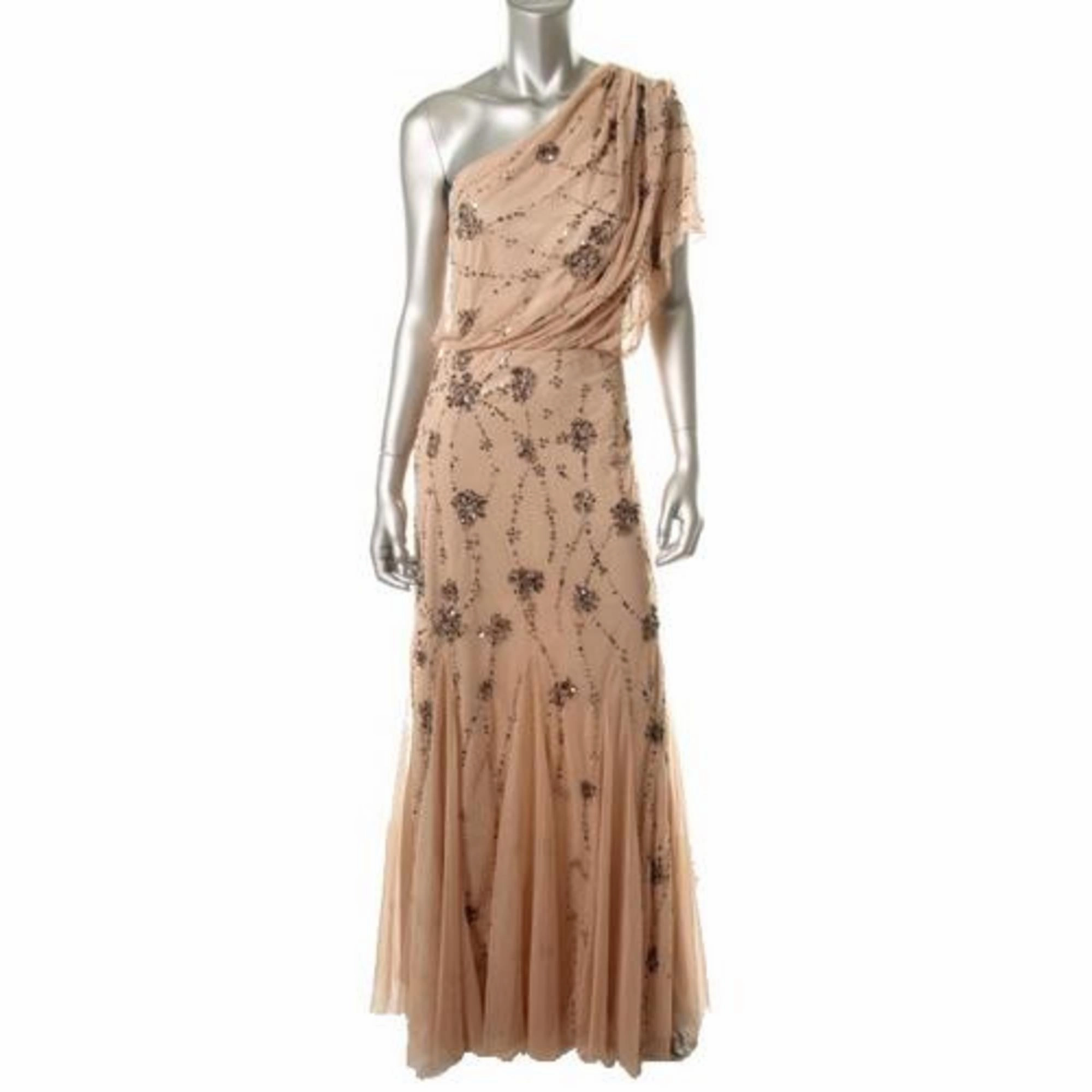 Womens Sequned One Shoulder Formal Dress