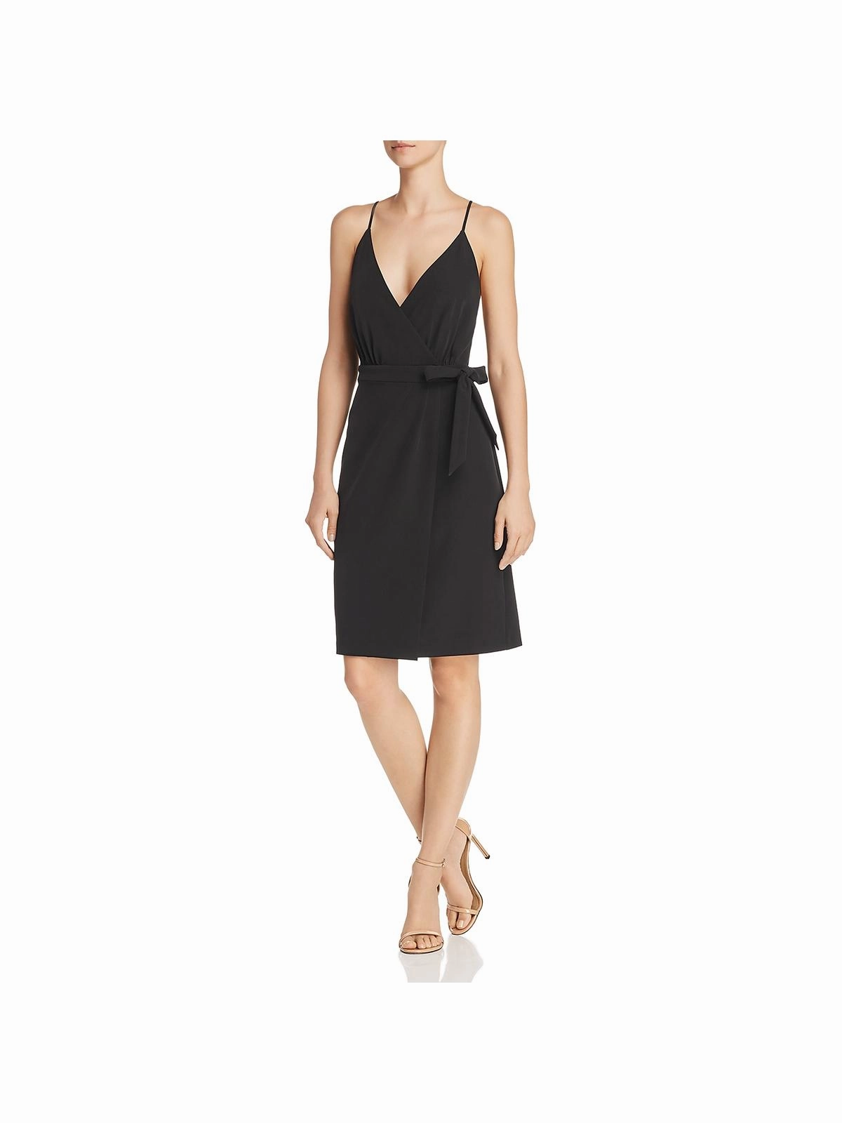 Womens Side-Tie Faux-Wrap Party Dress