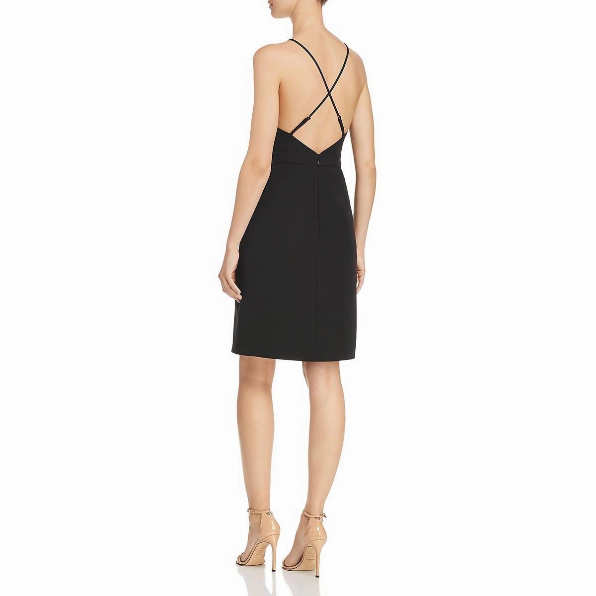 Womens Side-Tie Faux-Wrap Party Dress