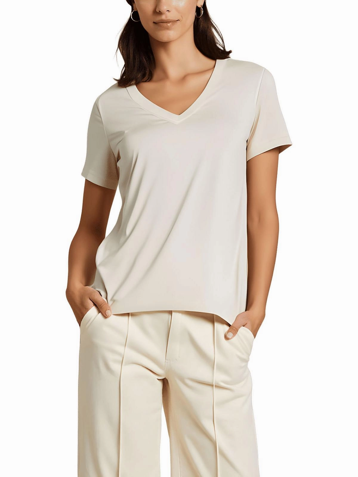 Womens Solid Cotton Pullover Top