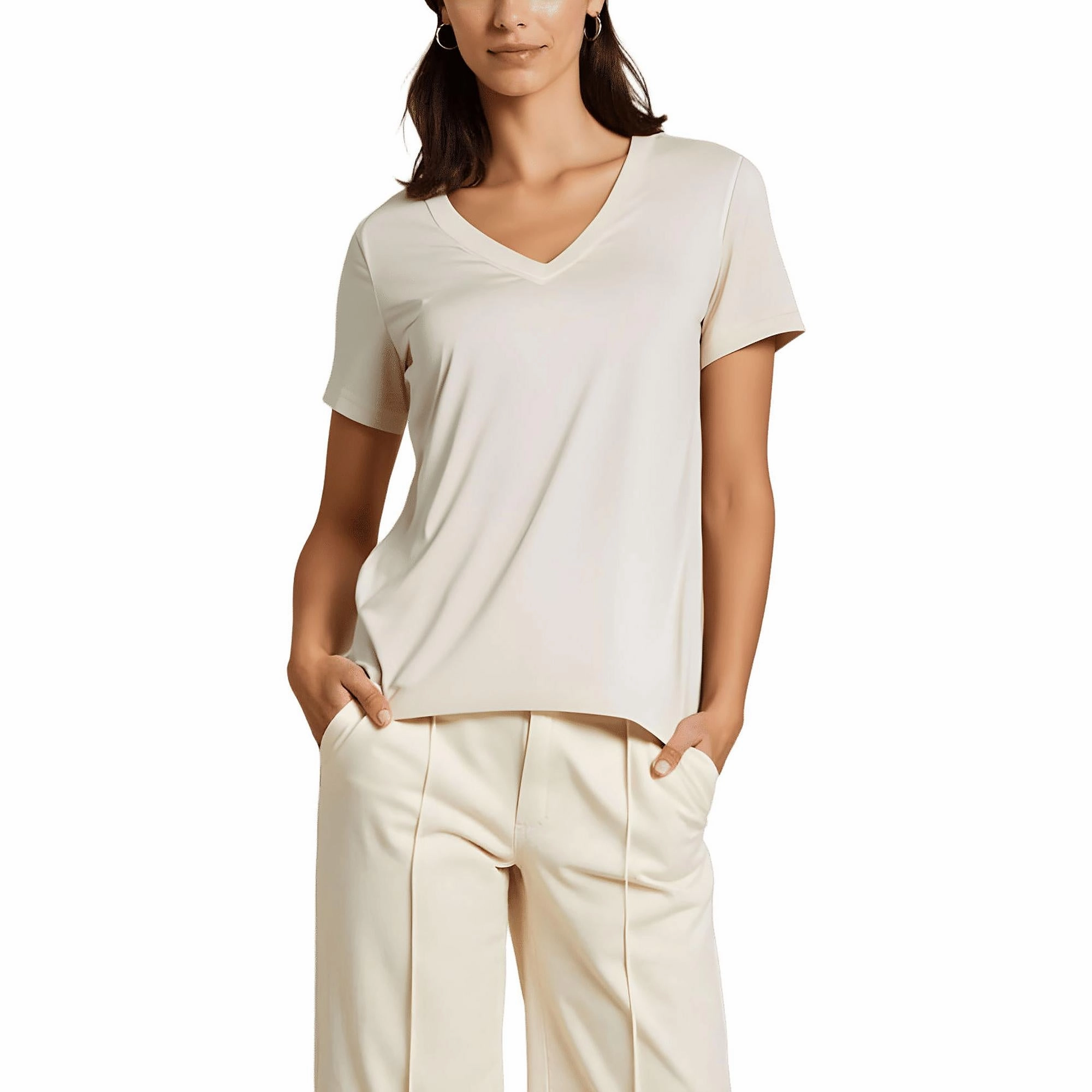 Womens Solid Cotton Pullover Top