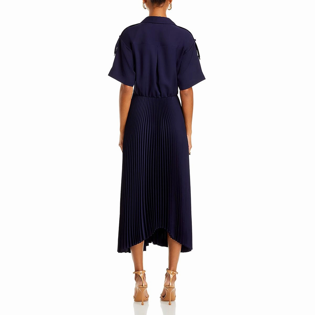 Womens Solid Polyester Midi Dress