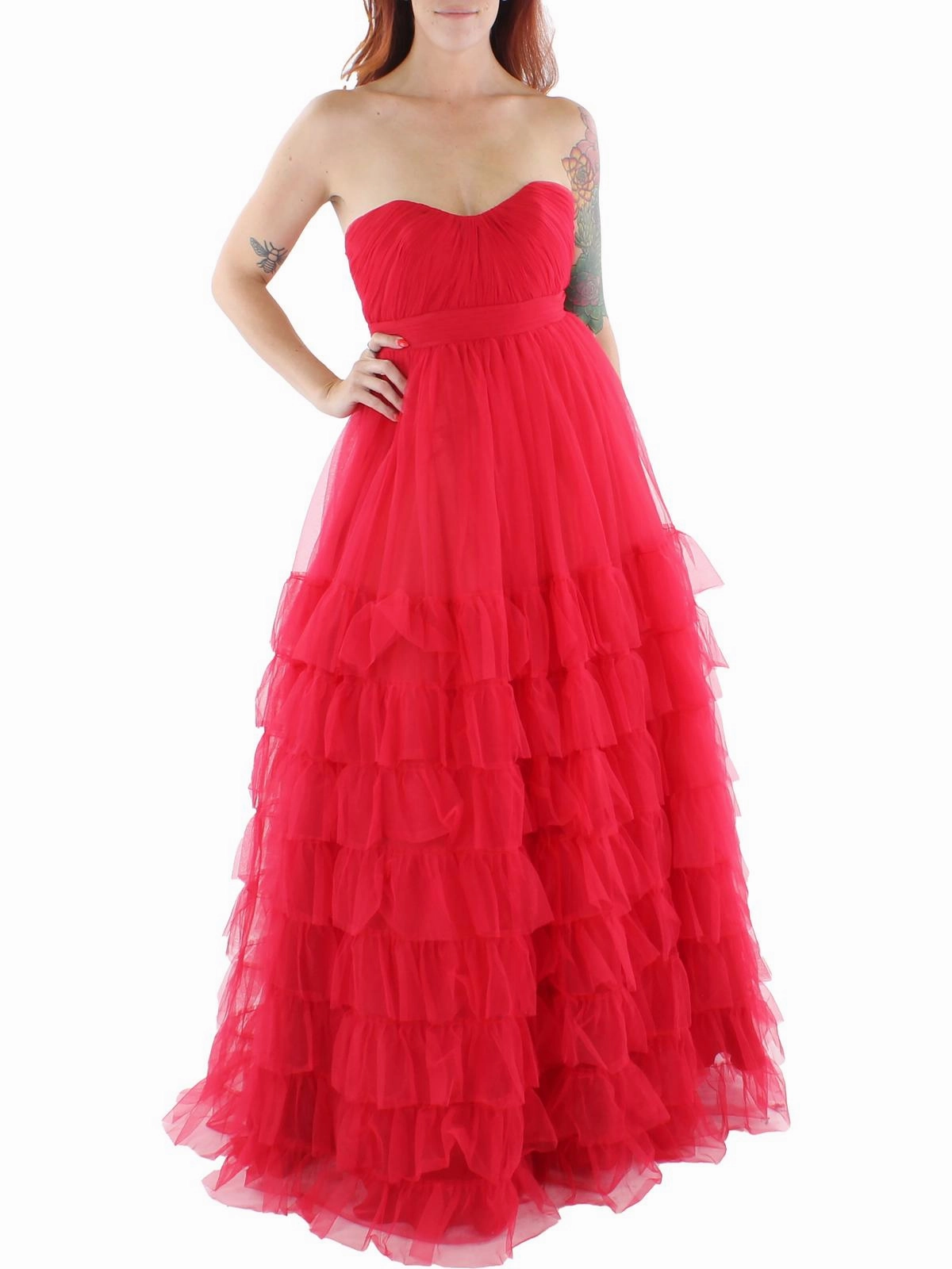 Womens Tiered Long Evening Dress