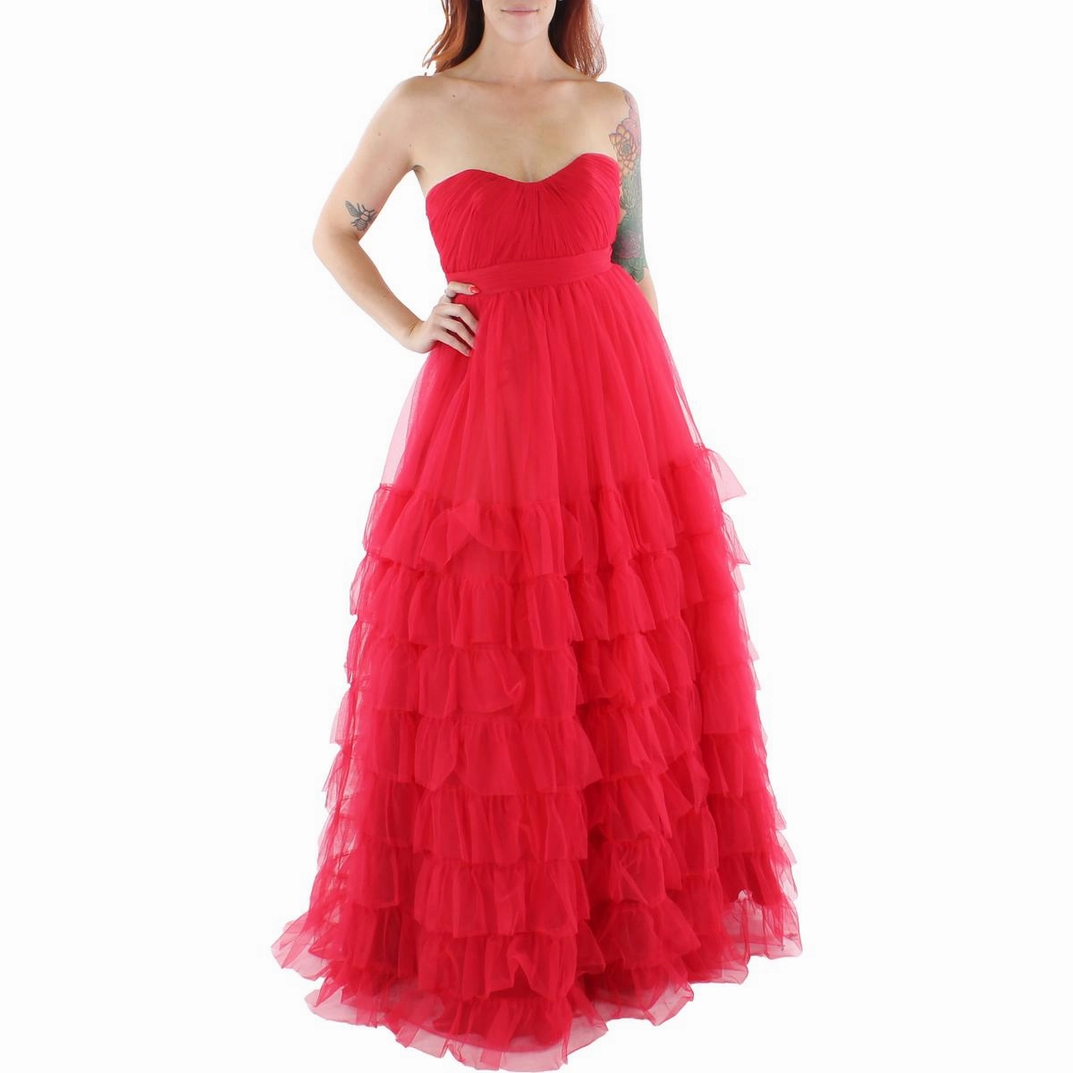 Womens Tiered Long Evening Dress