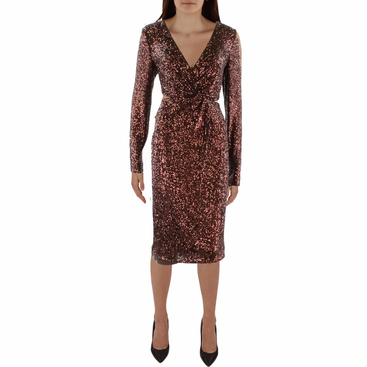 Womens Twist Front Knee Length Cocktail And Party Dress