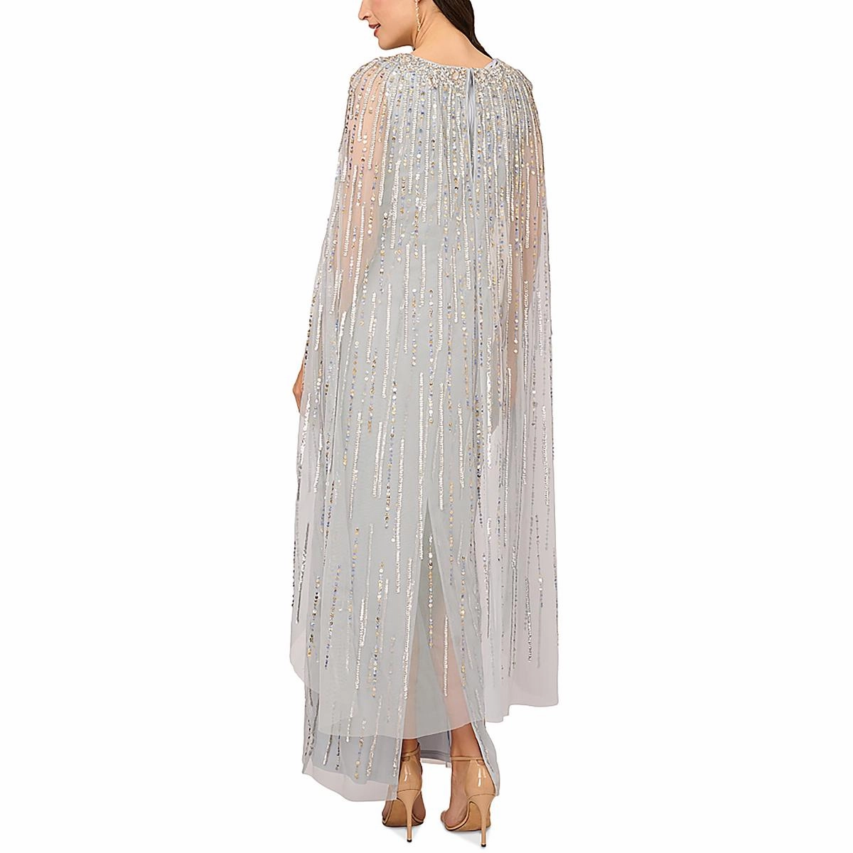 Womens V-Neck Cape Evening Dress