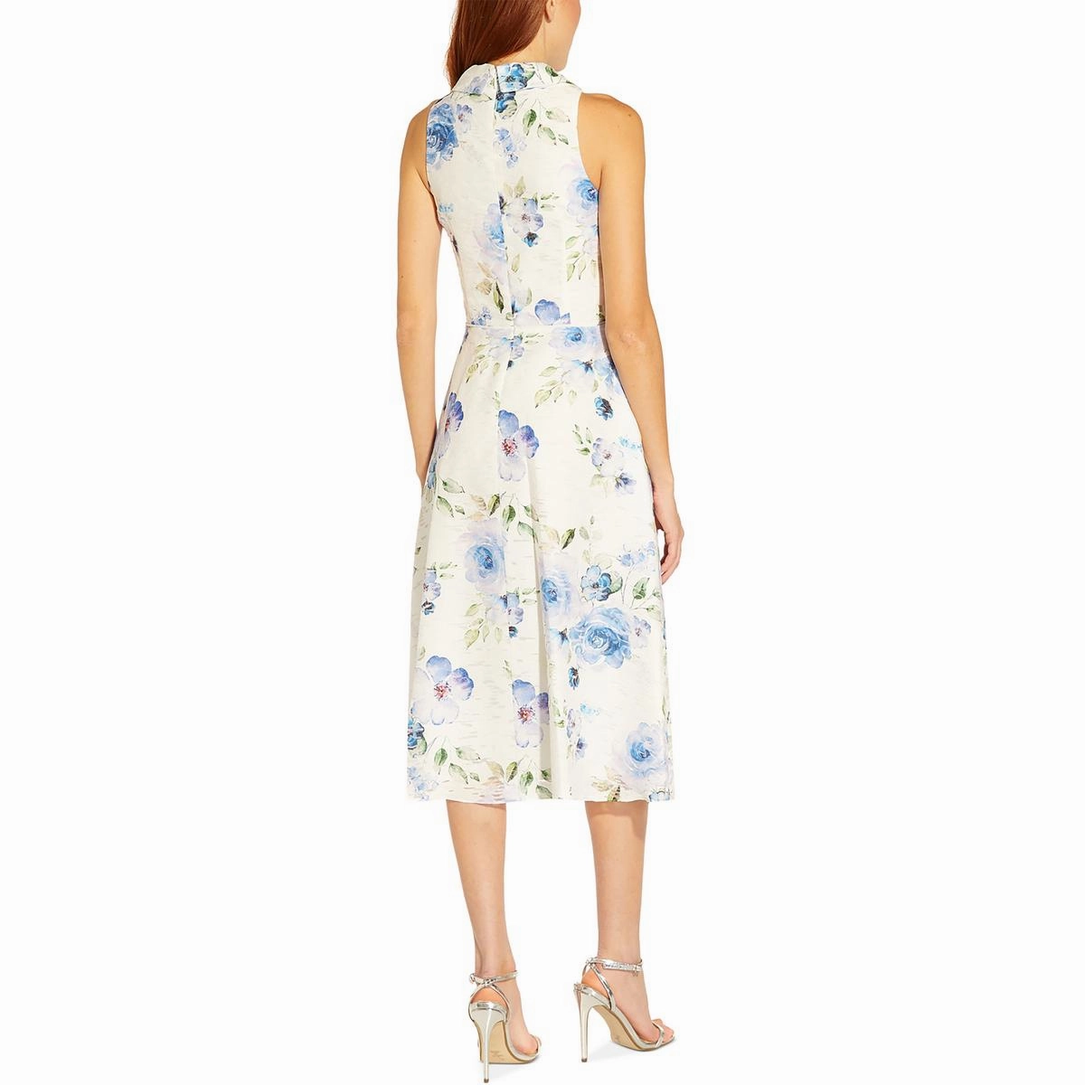 Womens V-Neck Midi Fit & Flare Dress