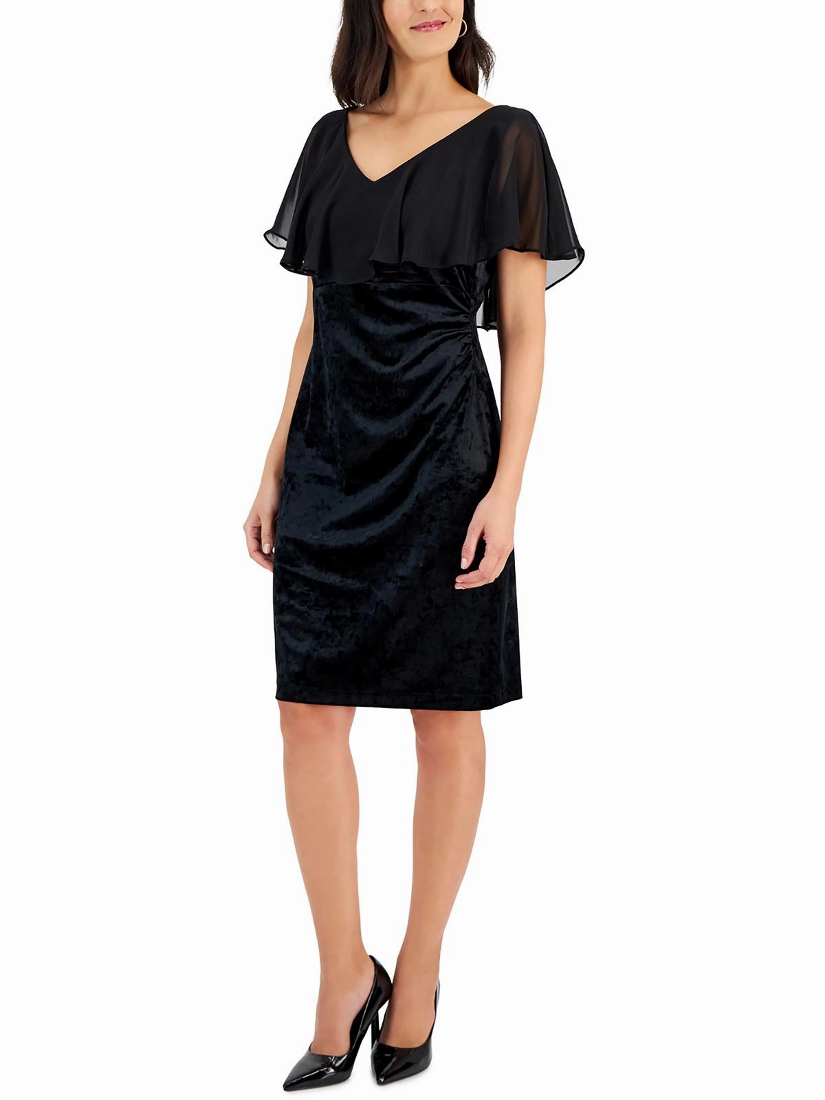 Womens Velvet Chiffon Cocktail and Party Dress