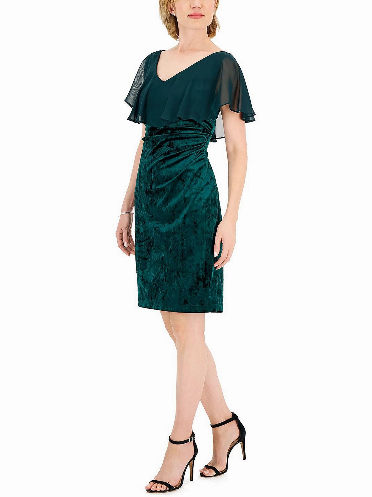 Womens Velvet Chiffon Cocktail and Party Dress