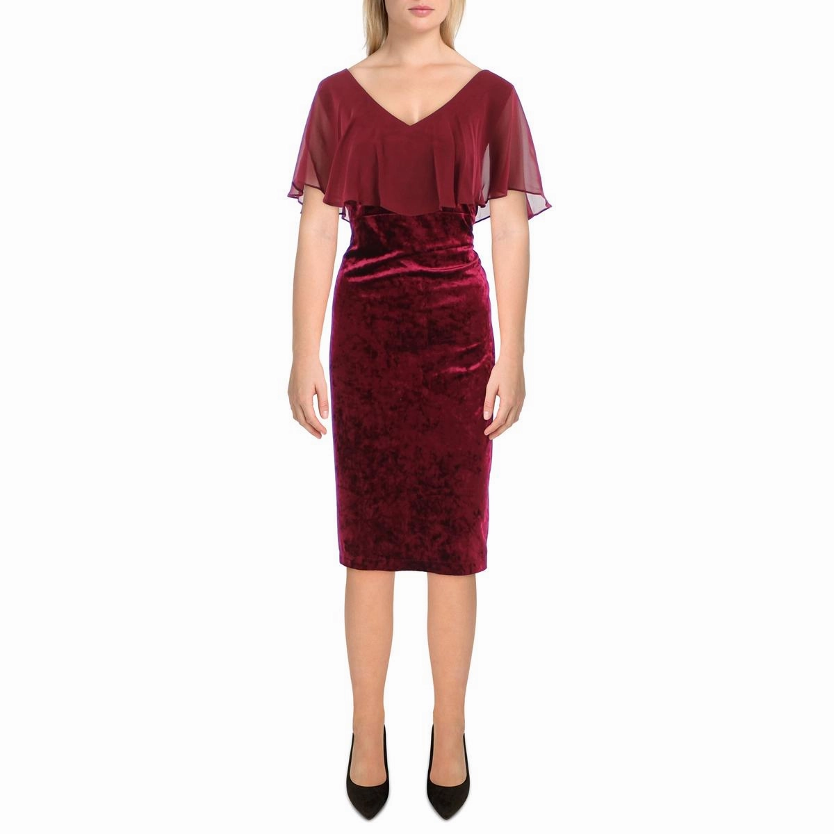Womens Velvet Chiffon Cocktail and Party Dress