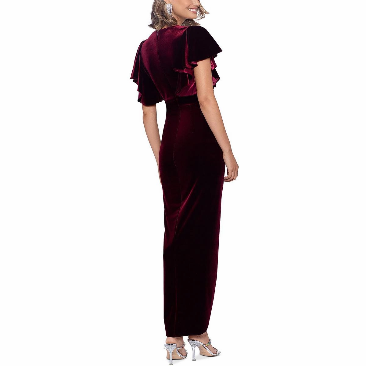 Womens Velvet Maxi Evening Dress