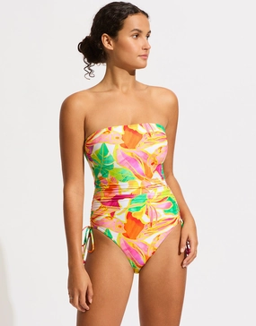 Wonderland DD Drawstring Bandeau Swimsuit - Fuchsia Rose Seafolly - Seafolly bikinis sale