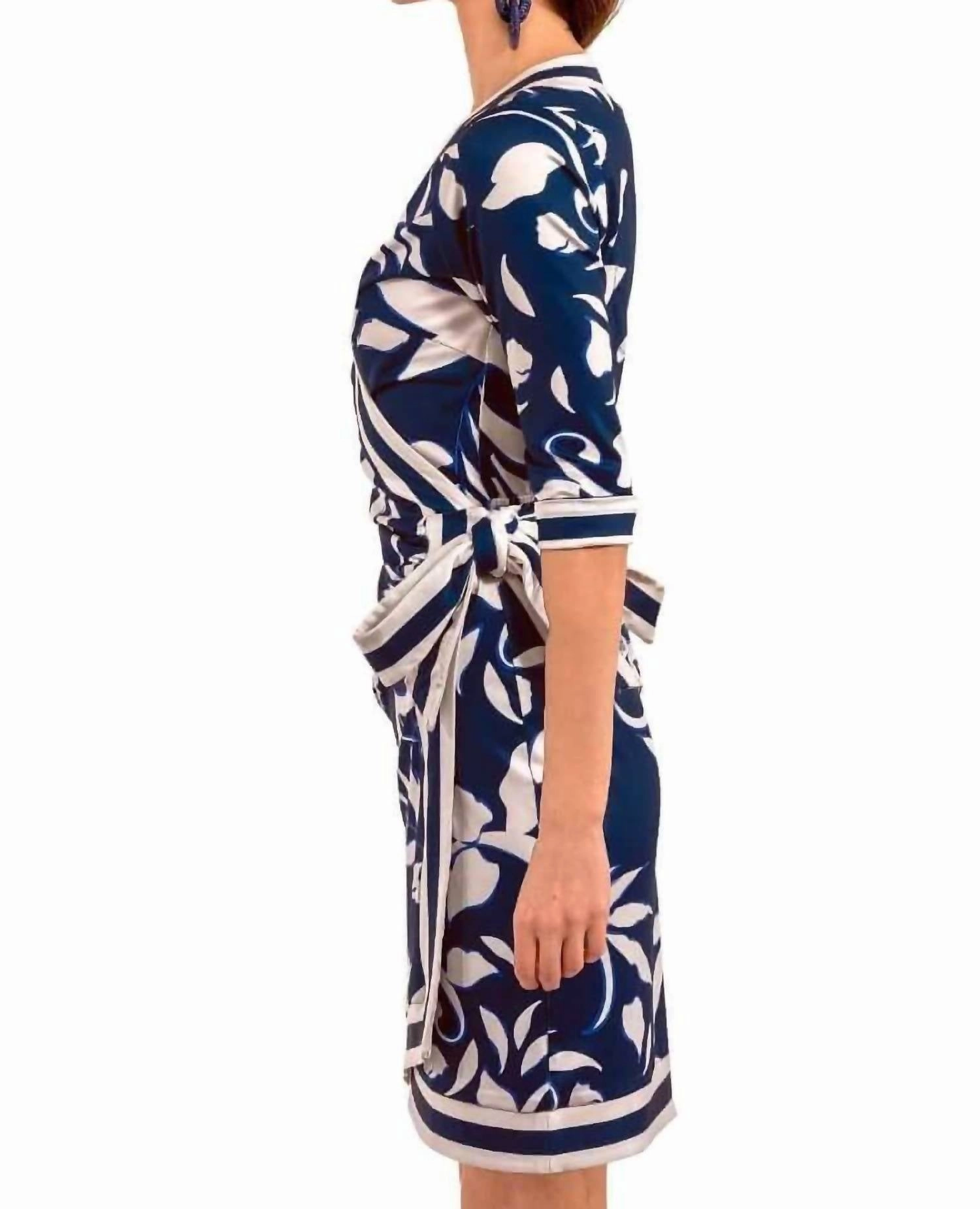Wrap Me Up Dress - Full Bloom In Navy Blue