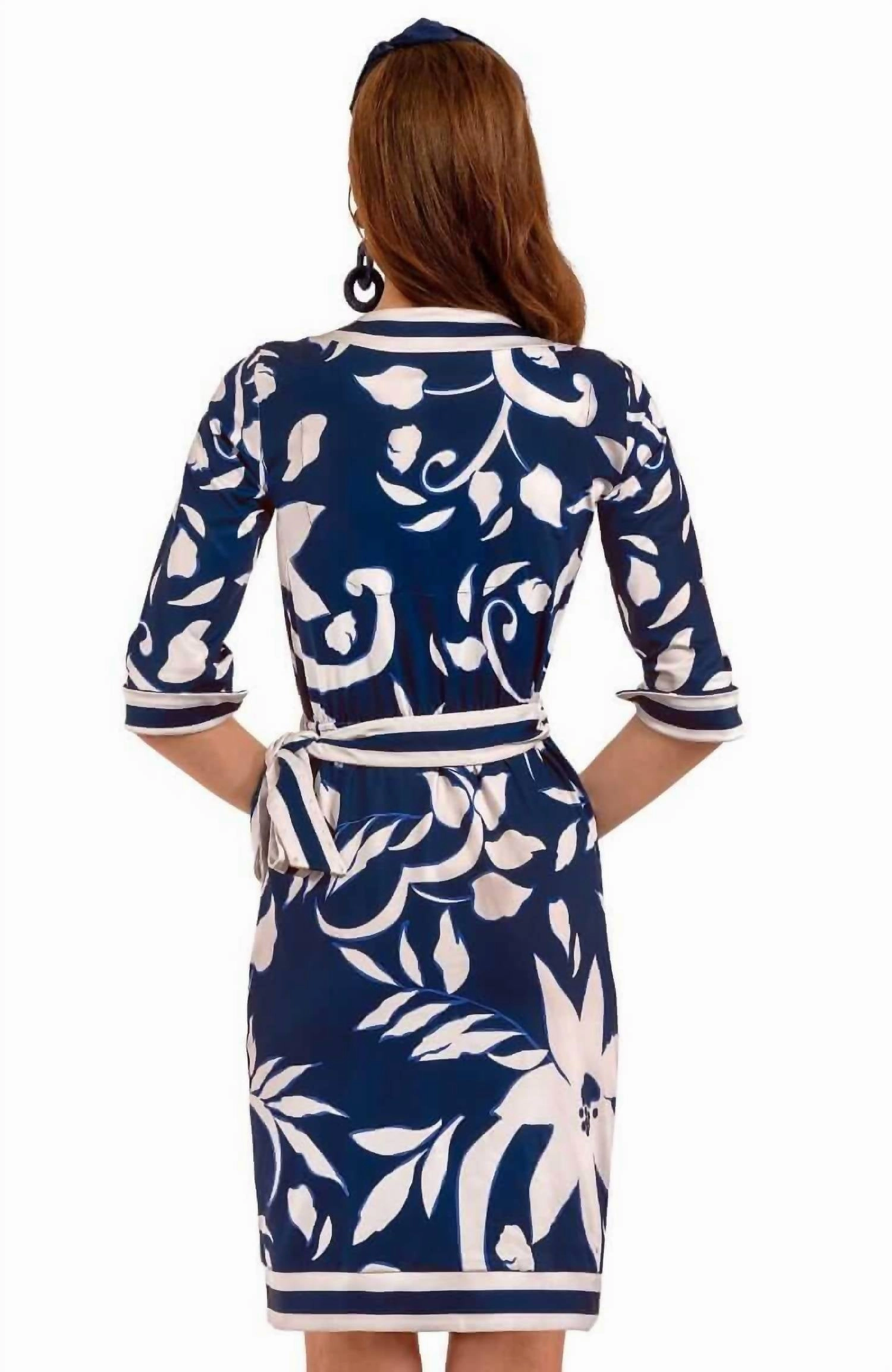 Wrap Me Up Dress - Full Bloom In Navy Blue