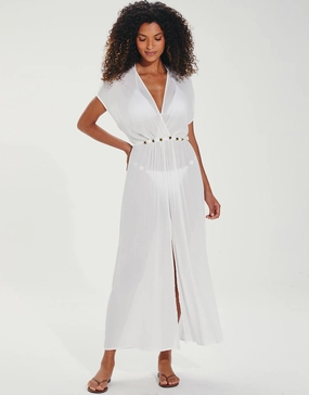 Yara Detail Long Cover Up - Off White ViX Paula Hermanny - ViX swimwear outlet