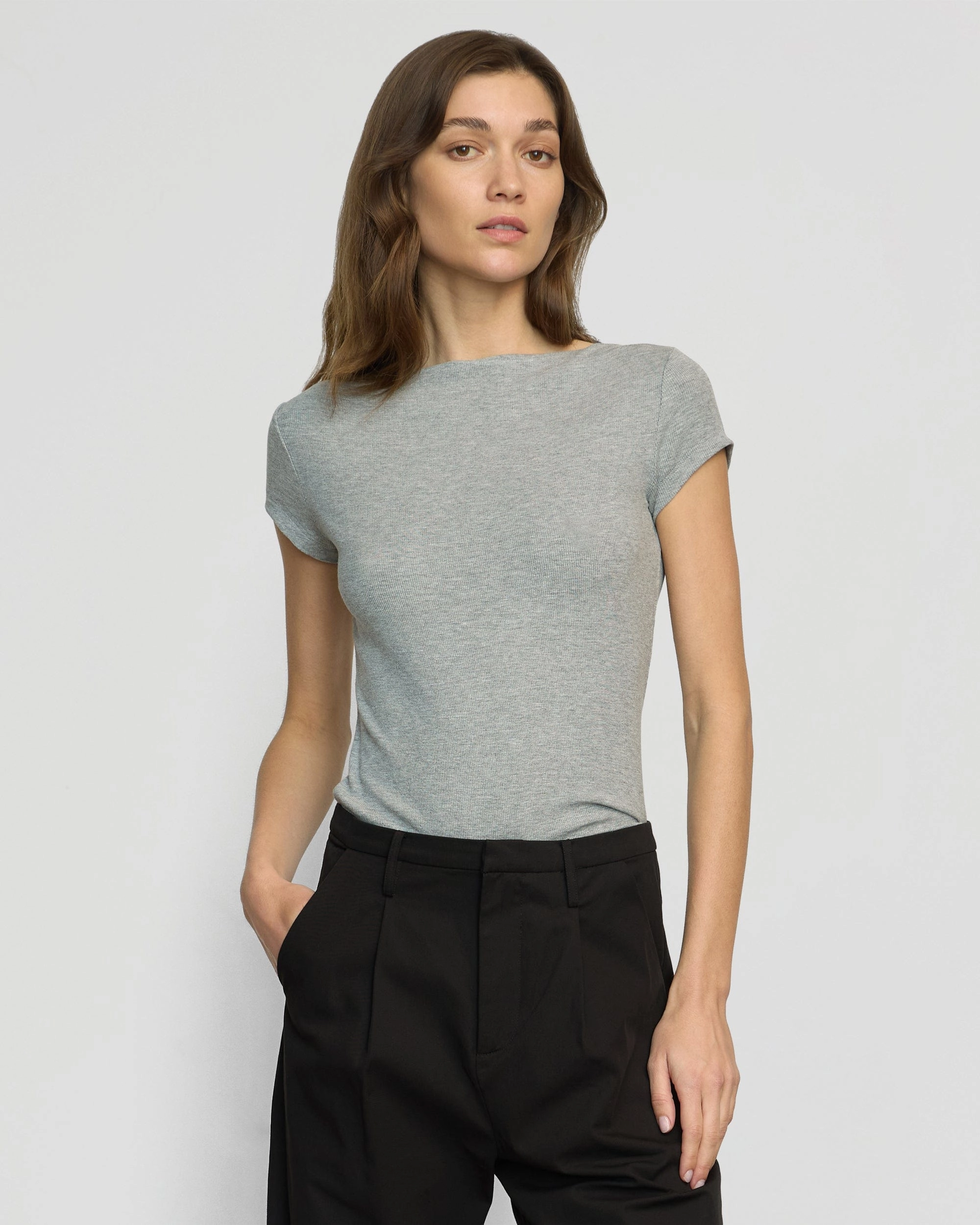 Zayna Ribbed Cap-Sleeve Tee