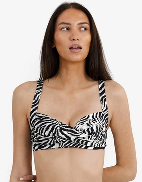 Zebra Medea Bikini Top - Brown and White Swim Womens - beachwear discount