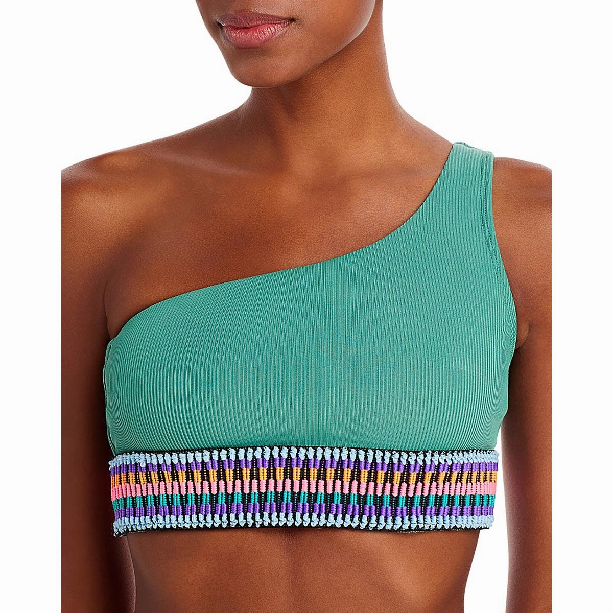 Zoni Womens One Shoulder Crop Bikini Swim Top