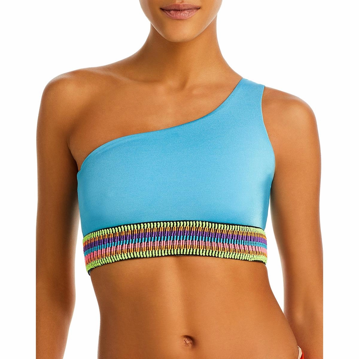 Zoni Womens One Shoulder Crop Bikini Swim Top